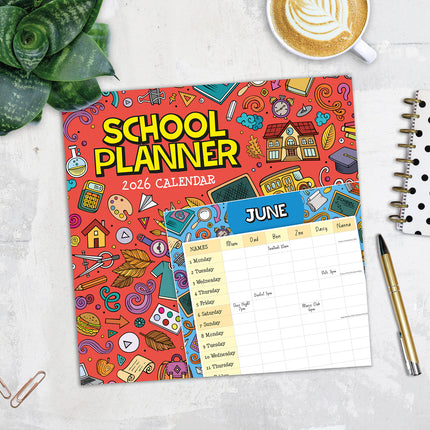 School Planner 2026 Premium Square Wall Calendar