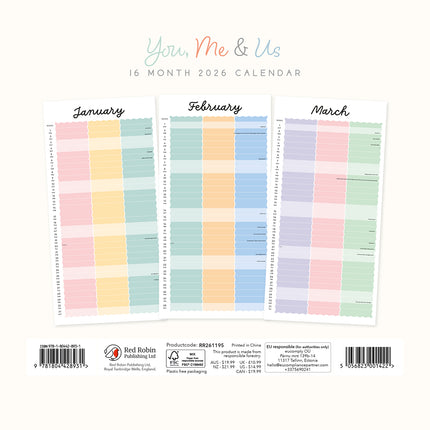 You Me And Us 2026 Premium Square Wall Calendar