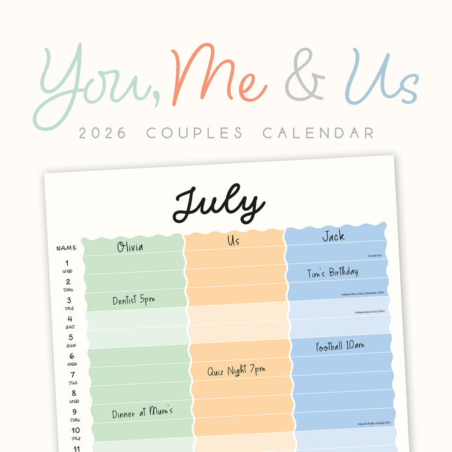 You Me And Us 2026 Premium Square Wall Calendar