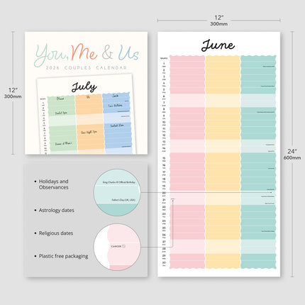 You Me And Us 2026 Premium Square Wall Calendar