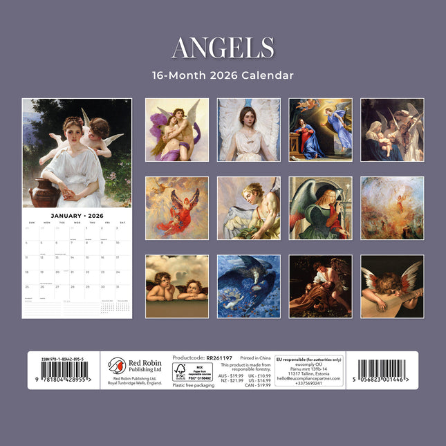 Angels 2026 Premium Square Wall Calendar