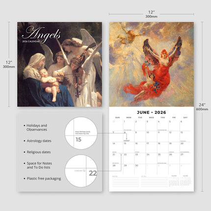 Angels 2026 Premium Square Wall Calendar