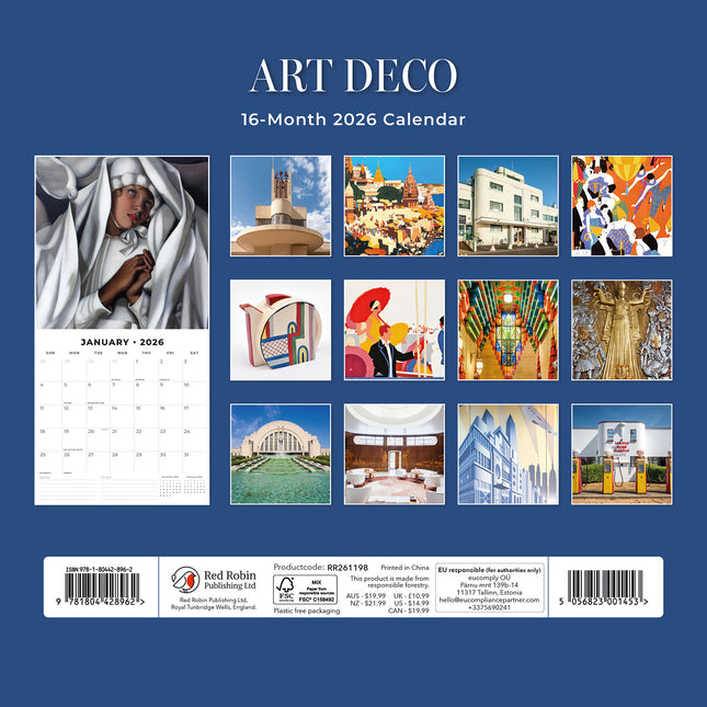 Art Deco 2026 Premium Square Wall Calendar
