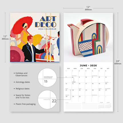 Art Deco 2026 Premium Square Wall Calendar