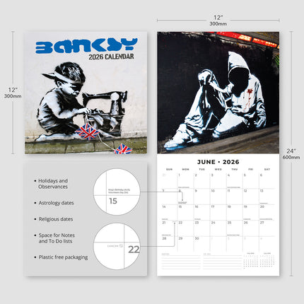 Banksy 2026 Premium Square Wall Calendar