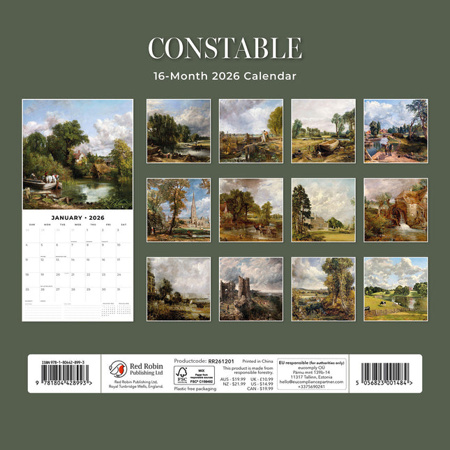 Constable 2026 Premium Square Wall Calendar