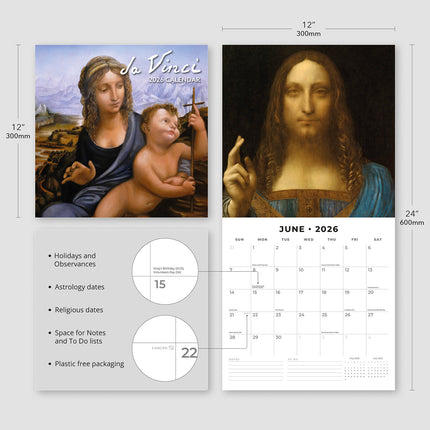 Da Vinci 2026 Premium Square Wall Calendar