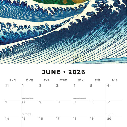 Hokusai 2026 Premium Square Wall Calendar