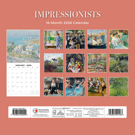 Impressionists 2026 Premium Square Wall Calendar