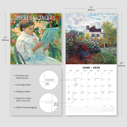 Impressionists 2026 Premium Square Wall Calendar