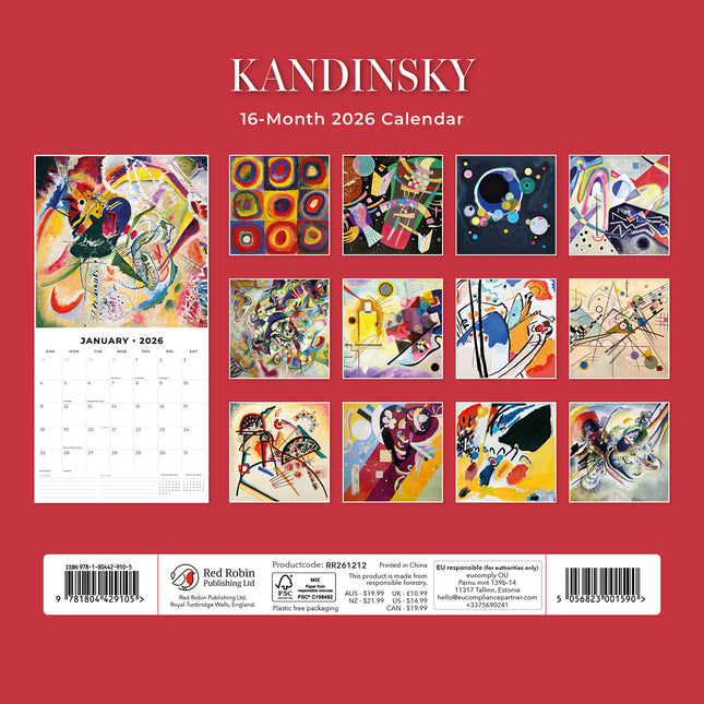 Kandinsky 2026 Premium Square Wall Calendar