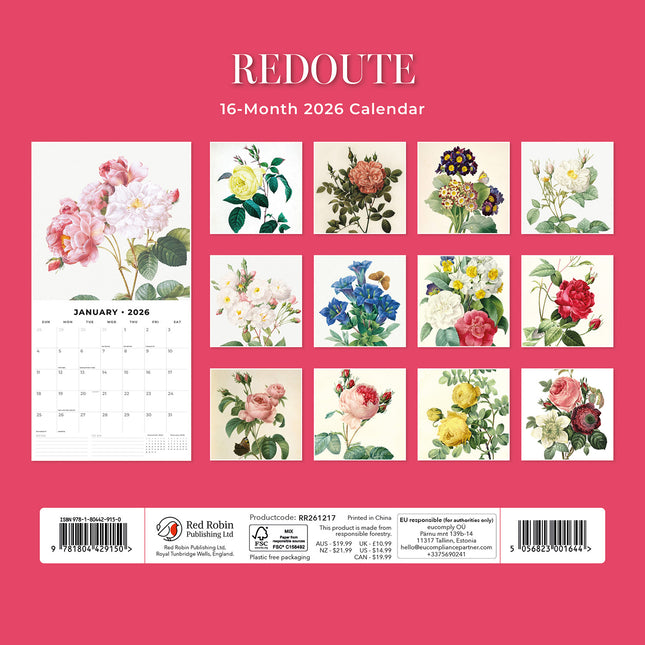 Redoute 2026 Premium Square Wall Calendar