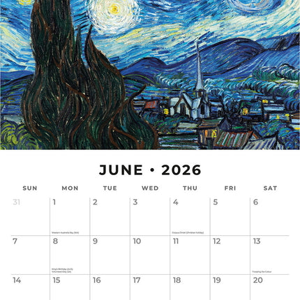 Vincent Van Gogh 2026 Premium Square Wall Calendar