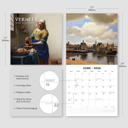Vermeer 2026 Premium Square Wall Calendar