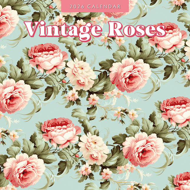 Vintage Roses 2026 Premium Square Wall Calendar