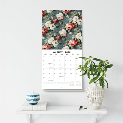 Vintage Roses 2026 Premium Square Wall Calendar