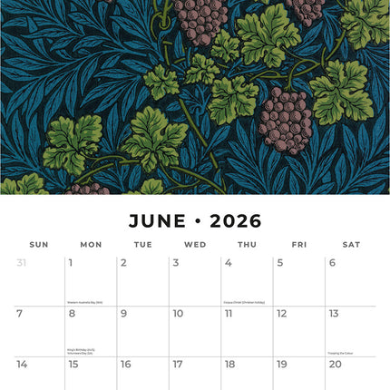 William Morris 2026 Premium Square Wall Calendar