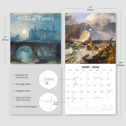 William Turner 2026 Premium Square Wall Calendar