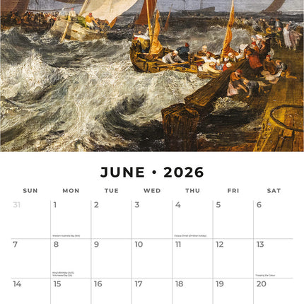 William Turner 2026 Premium Square Wall Calendar