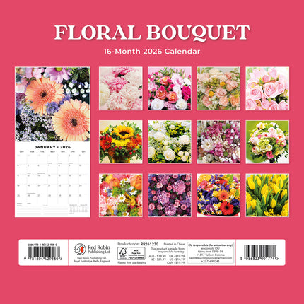 Floral Bouquet 2026 Premium Square Wall Calendar