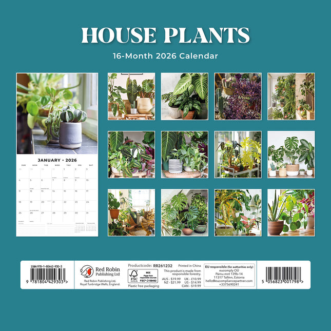 House Plants 2026 Premium Square Wall Calendar