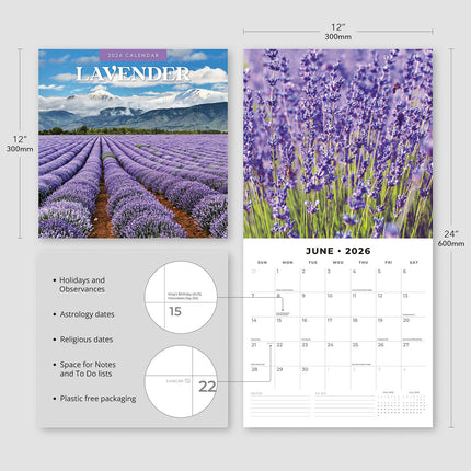 Lavender 2026 Premium Square Wall Calendar