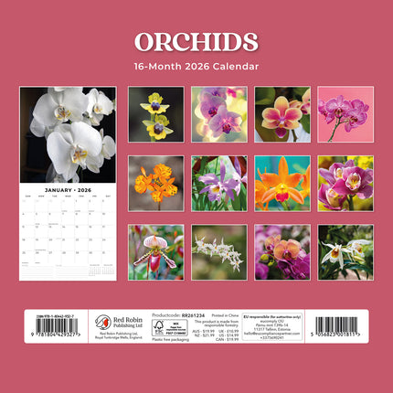 Orchids 2026 Premium Square Wall Calendar