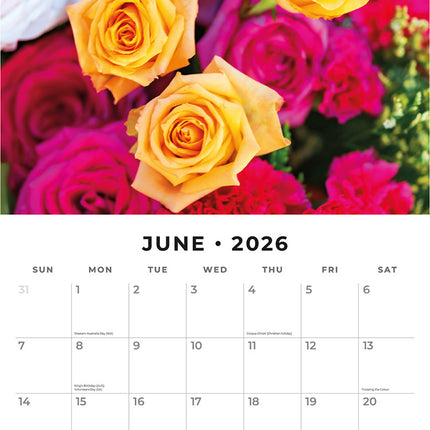 Roses 2026 Premium Square Wall Calendar