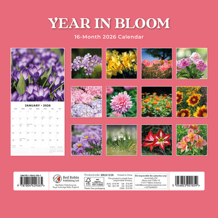 Year In Bloom 2026 Premium Square Wall Calendar