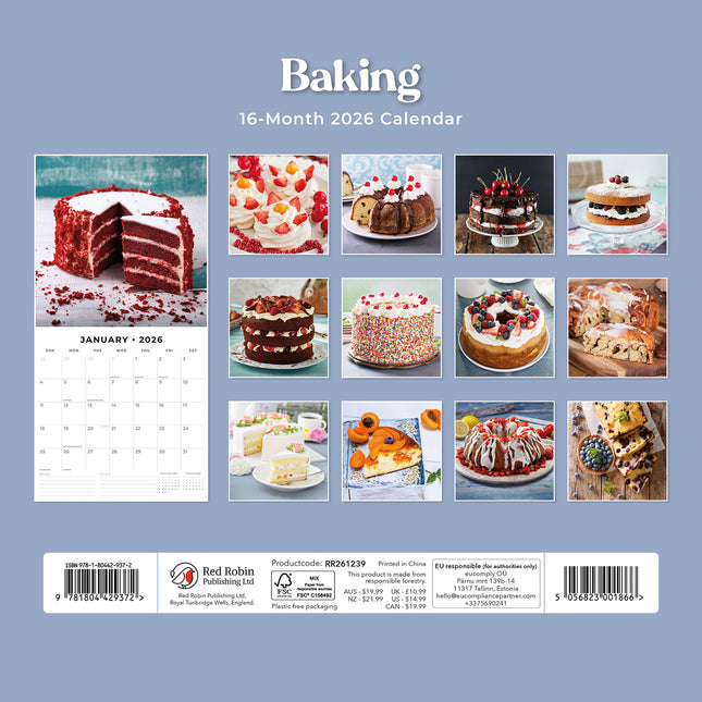 Baking 2026 Premium Square Wall Calendar