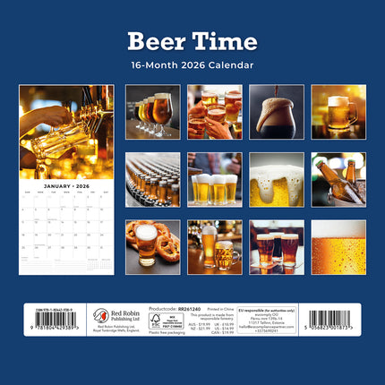 Beer Time 2026 Premium Square Wall Calendar