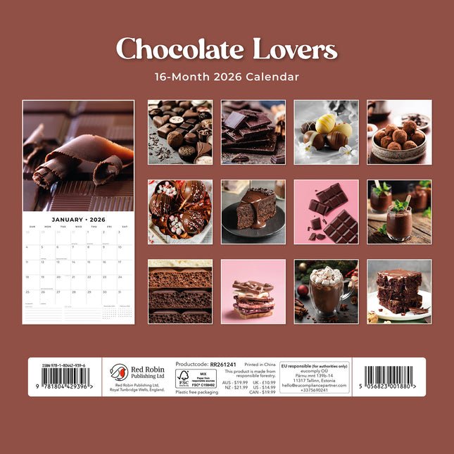 Chocolate Lovers 2026 Premium Square Wall Calendar