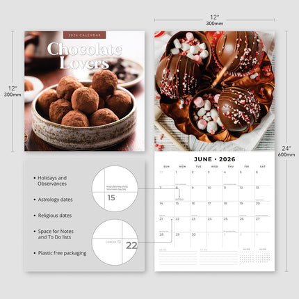 Chocolate Lovers 2026 Premium Square Wall Calendar