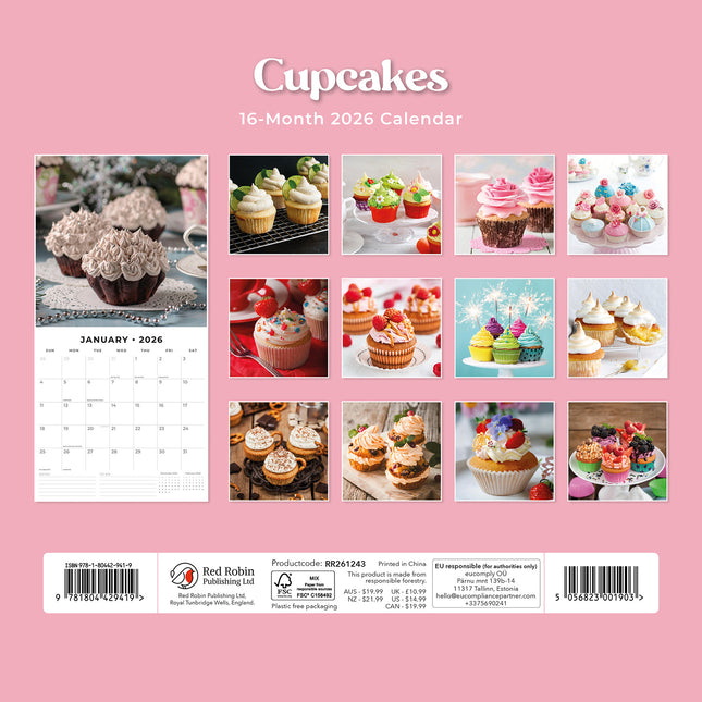 Cupcakes 2026 Premium Square Wall Calendar