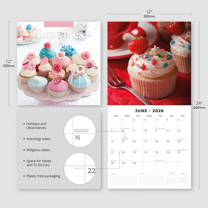 Cupcakes 2026 Premium Square Wall Calendar