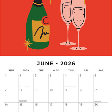 Prosecco Time 2026 Premium Square Wall Calendar