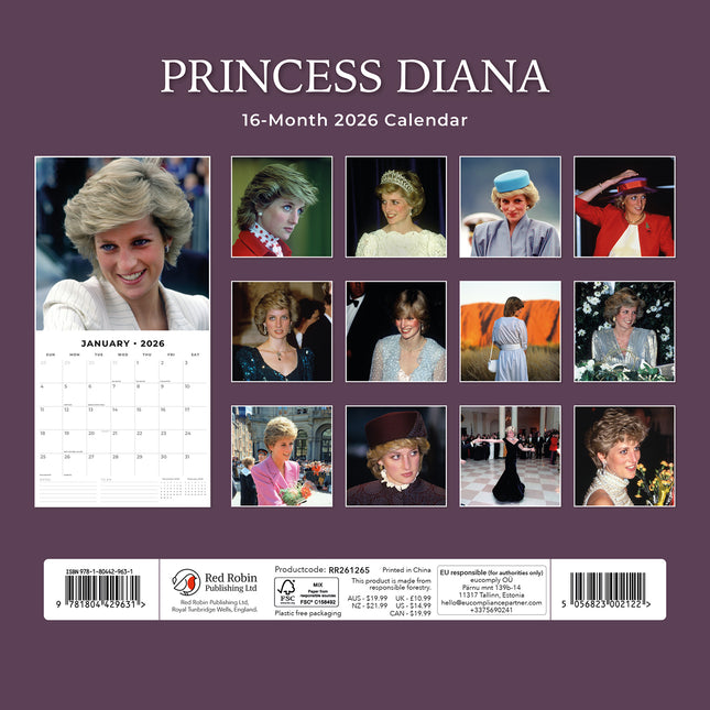 Diana 2026 Premium Square Wall Calendar