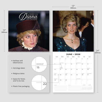 Diana 2026 Premium Square Wall Calendar