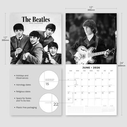 The Beatles 2026 Premium Square Wall Calendar