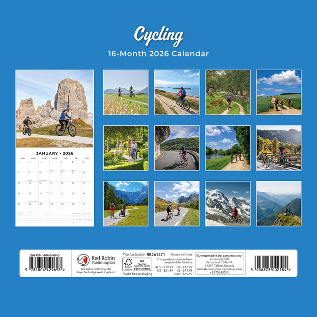 Cycling 2026 Premium Square Wall Calendar