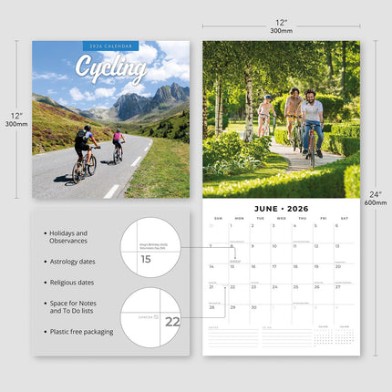 Cycling 2026 Premium Square Wall Calendar
