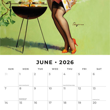 Retro Pin Ups 2026 Premium Square Wall Calendar
