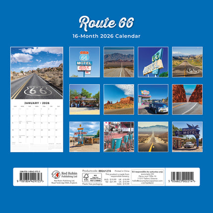 Route 66 2026 Premium Square Wall Calendar