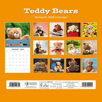 Teddy Bears 2026 Premium Square Wall Calendar