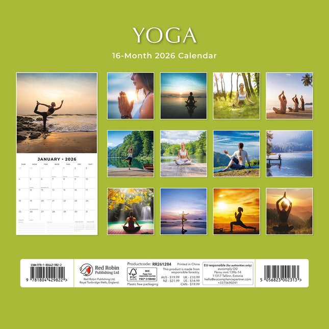 Yoga 2026 Premium Square Wall Calendar