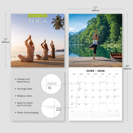 Yoga 2026 Premium Square Wall Calendar