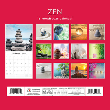 Zen 2026 Premium Square Wall Calendar
