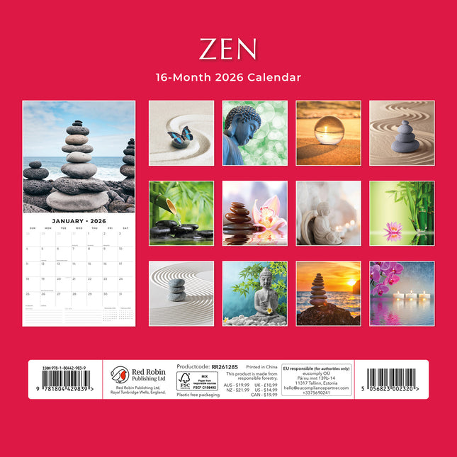 Zen 2026 Premium Square Wall Calendar