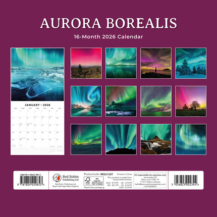 Aurora Boraellis 2026 Premium Square Wall Calendar