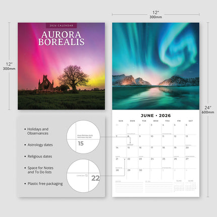 Aurora Boraellis 2026 Premium Square Wall Calendar